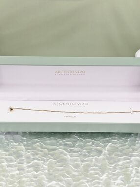 Argento Vivo Bar Station Chain Bracelet Gold Tone Minimalist Modern Elegant Boho